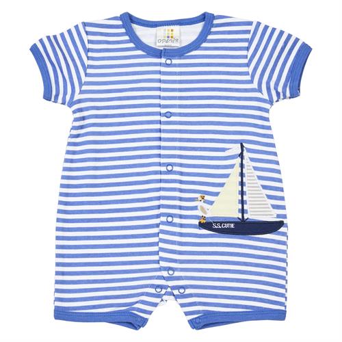 אוברול פסים + סירה כחול