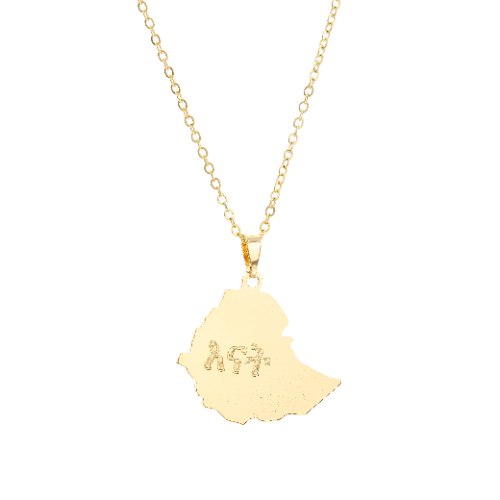 שרשרת מפת אתיופיה עם כיתוב אמא באמהרית דגם LA020