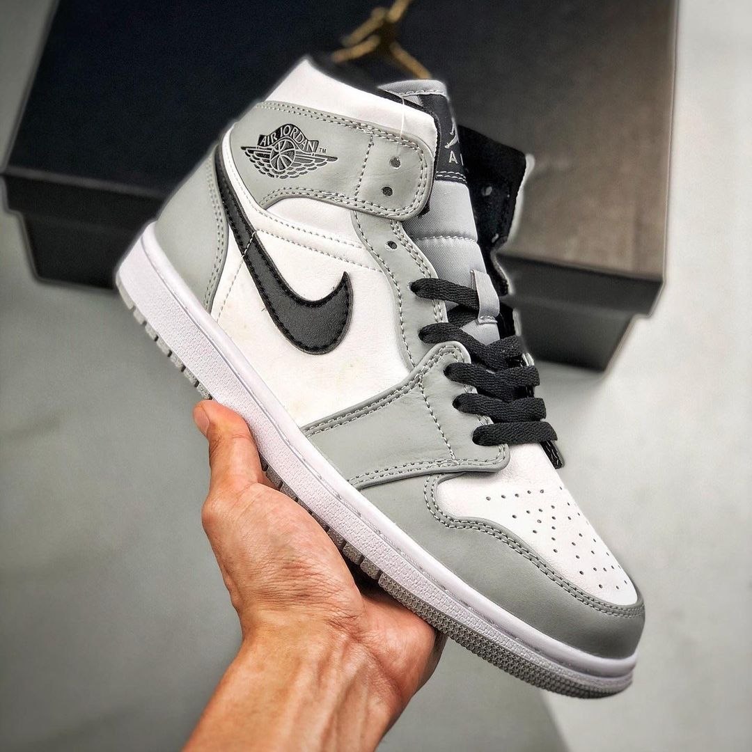 air jordan 1 mid white light smoke grey