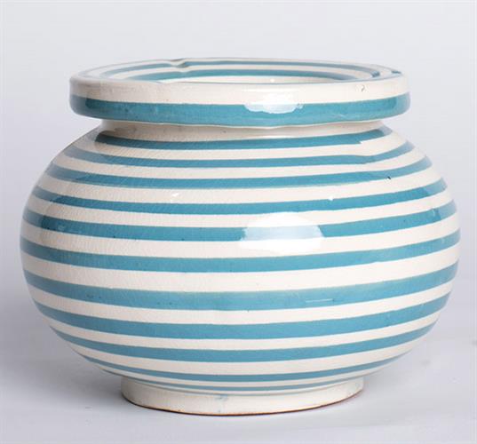 מאפרה טורקיז לבן פסים S