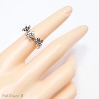 טבעת מכסף דגם פרחים משובצת אבני זרקון  RG6262 | תכשיטי כסף | טבעות כסף