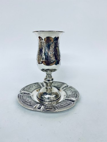 סט גביע וצלחת כסף טהור לקידוש 