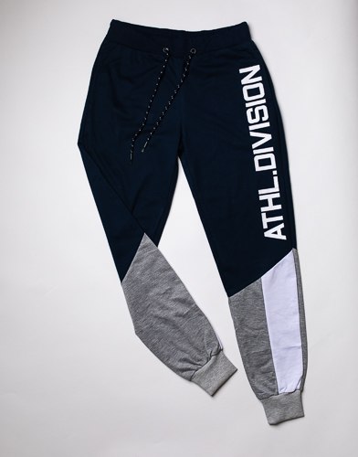 מכנסי פרנצ'טרי ארוכים שילוב כיתוב נייבי גברים