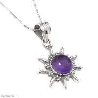 תליון מכסף משובץ אבן אמטיסט T9023 | תכשיטי כסף