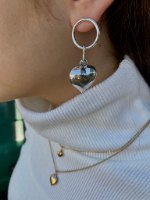 עגילי לב רטרו ענק כסף 925