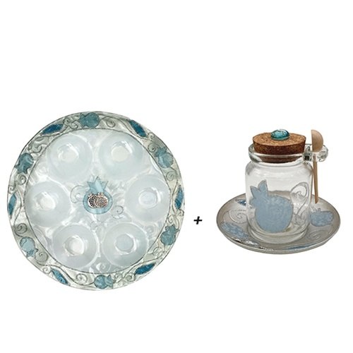 סט צלחת סימנים לראש השנה + צנצנת דבש