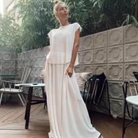 חצאית פליסה לייקרה לבנה