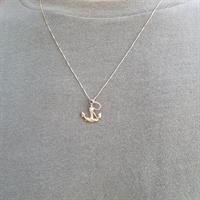 שרשרת עוגן - שרשרת עוגן לגבר עם אבן ספיר