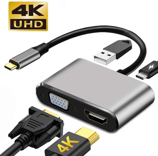 תחנת עגינה Type C עם חיבורים USB3.0 , VGA , HDMI 4K , Type C-PD