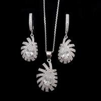 עגילים ותליון כסף משובצים זרקונים S1463 | תכשיטי כסף 925 | עגילי כסף | שרשרת כסף