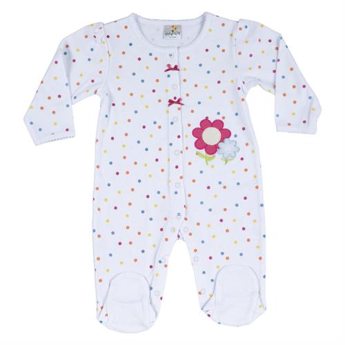 אוברול טריקו ארוך פרח לבן