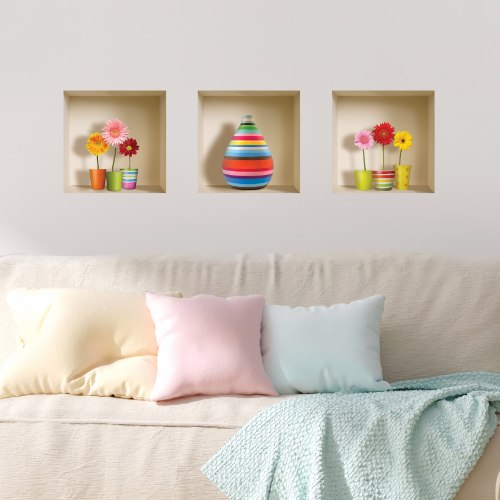 שלישיית מדבקות קיר נישה מפוספס דגם 984