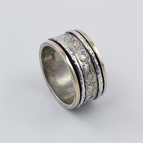 R-35  טבעת כסף שילוב זהב מסתובבת