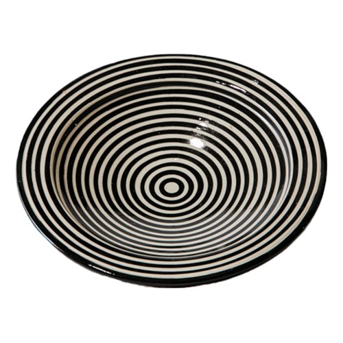 צלחת מצוירת שחור לבן פסים XS