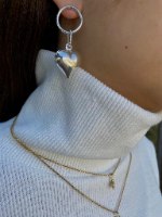 עגילי לב רטרו ענק כסף 925