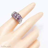 טבעת מכסף משובצת אבני אמטיסט ואבני זרקון  RG6251 | תכשיטי כסף 925 | טבעות כסף