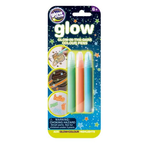 עטים צבעונים זוהרים בחושך