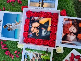 קופסא מתפוצצת - תמונות & שמפנייה 24K & פרחים