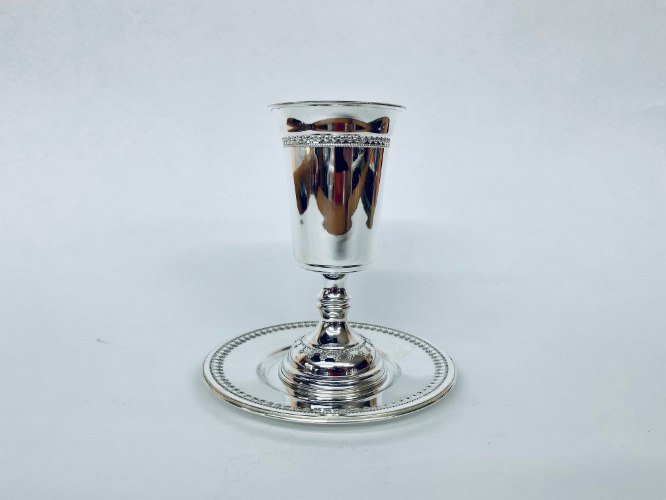 סט גביע וצלחת כסף טהור לקידוש 