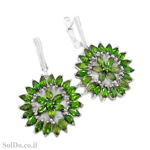 עגילים מכסף משובצים אבני כרום דואופסיד A8980 | תכשיטי כסף 925 | עגילי כסף