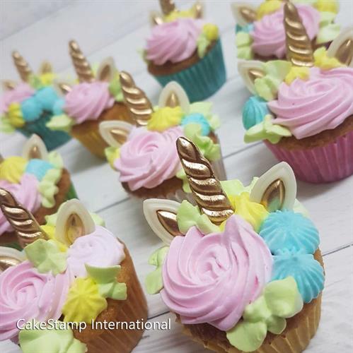 מיני מיני קאפקייק יוניקורן - אוזניים, קרן סט ל 6 יחידות, יוניקורן יום הולדת.