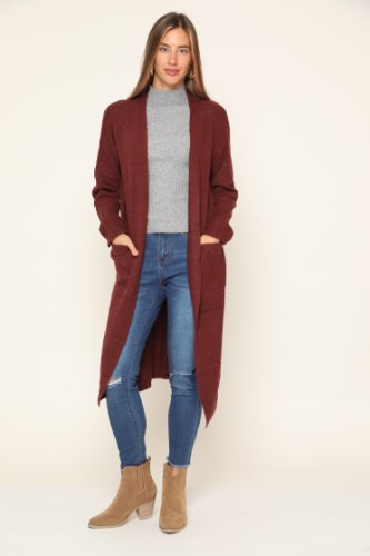 עליונית סריג ארוכה בורדו