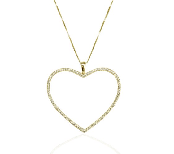 שרשרת לב גדול עם זרקונים לאישה