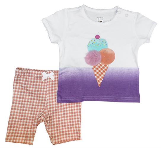 חליפה קצרה גלידה לבן-סגול