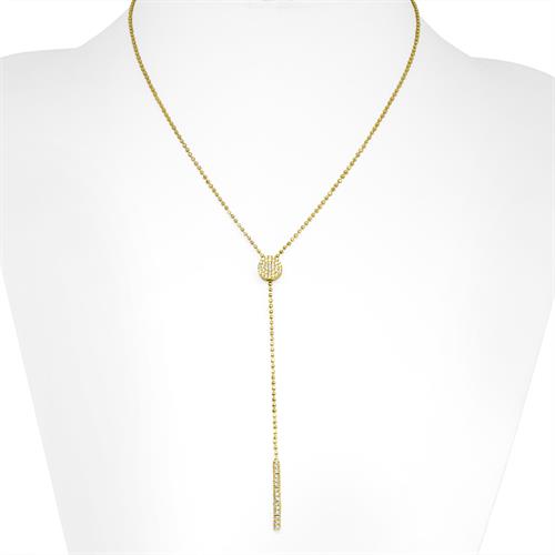 שרשרת עניבה זהב עיגול זרקונים