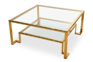 שולחן סלון מרובע נירוסטה זהב / מוברש