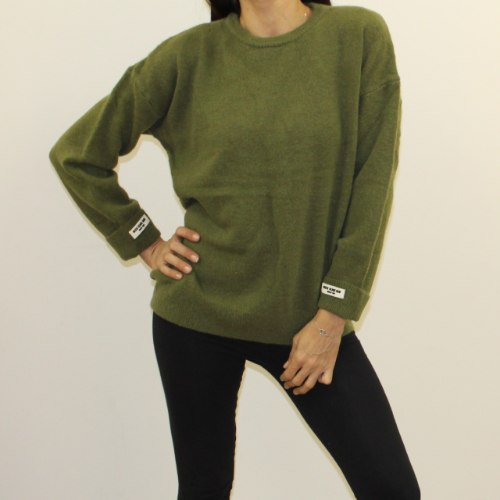 סריג נשים לוז מעוצב ירוק זית