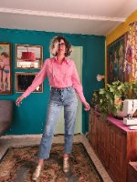 חולצת כפתורים ורודה מידה M/L