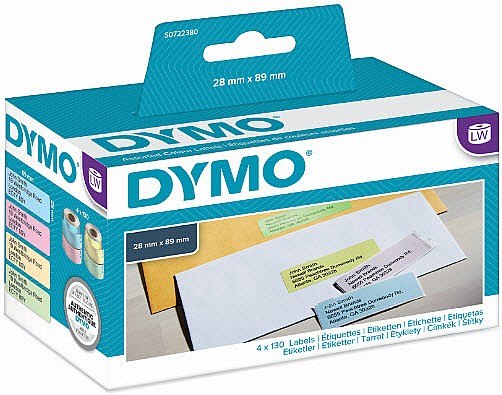 מדבקת נייר Dymo S0722380 / 99011 Standard Address Labels in 4 Colours 28x89mm