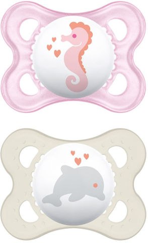 זוג מוצצים סילקון 0-6 ורוד חיות MAM