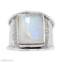 טבעת רחבה מכסף משובצת אבן מונסטון  RG6117 | תכשיטי כסף 925 | טבעות כסף