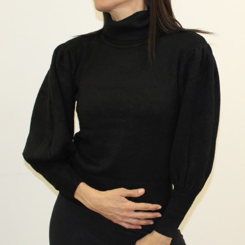 סריג גולף שרוול בלון שחור