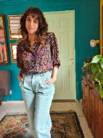 ג'ינס באגי טורקיזי מופלא מידה S/M