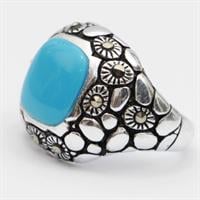 טבעת כסף משובצת אמייל תכלת RG6595