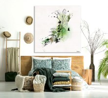 ציור קנבס אבסטרקט בחדר שינה