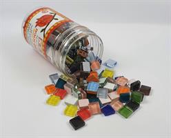 אבני פסיפס זכוכית מעורב - 250 גר' - גודל