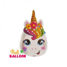 בלון הליום - חד קרן מנצנץ עם פרחים