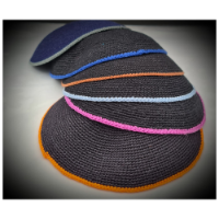 כיפות פס עבודת יד שחור מידה 12