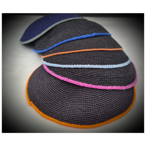 כיפות פס עבודת יד שחור מידה 12