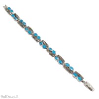 צמיד מכסף לאישה משובץ מרקזטים  וטורקיז Z3164 | תכשיטי כסף 925 | צמידי כסף