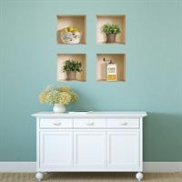 רביעיית מדבקות מטבח כפרי לימונים, עציצים ומטחנת קפה דגם 418