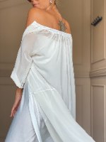 קימונו ארוך - שיפון יפני לבן