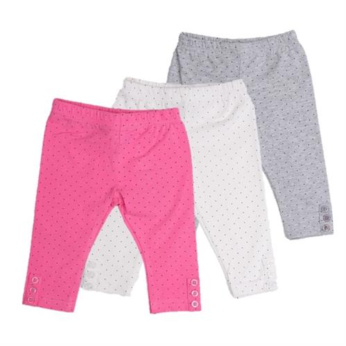 שלישיית טייצים נקודות 7/8 - 3331 אפור מלאנג' / לבן/ פוקסיה