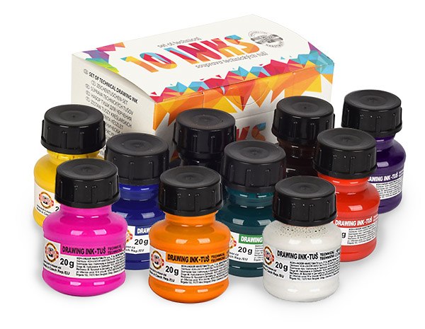 סט צבעי דיו נוזלי - 20 מ"ל KOHINOOR