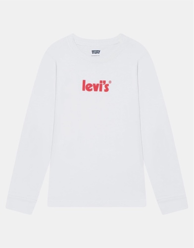 Levi’s טישרט לבנה ארוכה לוגו אדום מידות 1-7 שנים