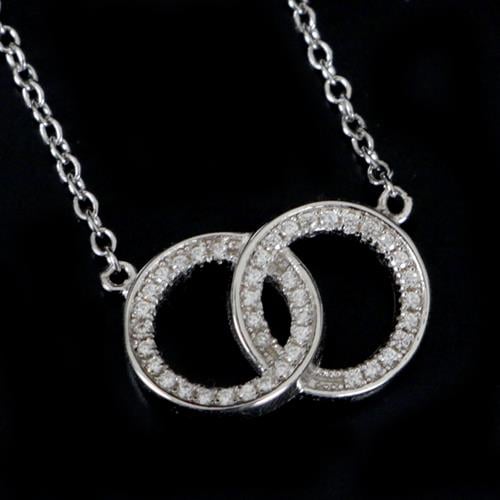 שרשרת ותליון כסף חישוקים משובץ זרקונים T9846